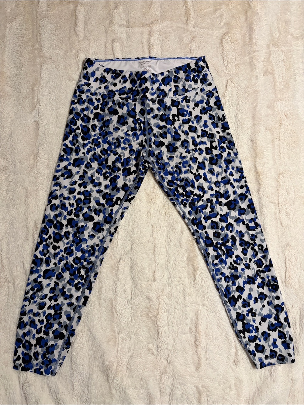 Calvin Klein Performance Wick Leopard Print Cropped Leggings Sz L